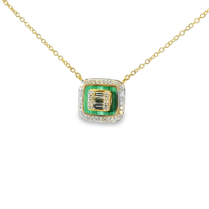 0.10 CT Emerald Shaped Pendant 14k Gold