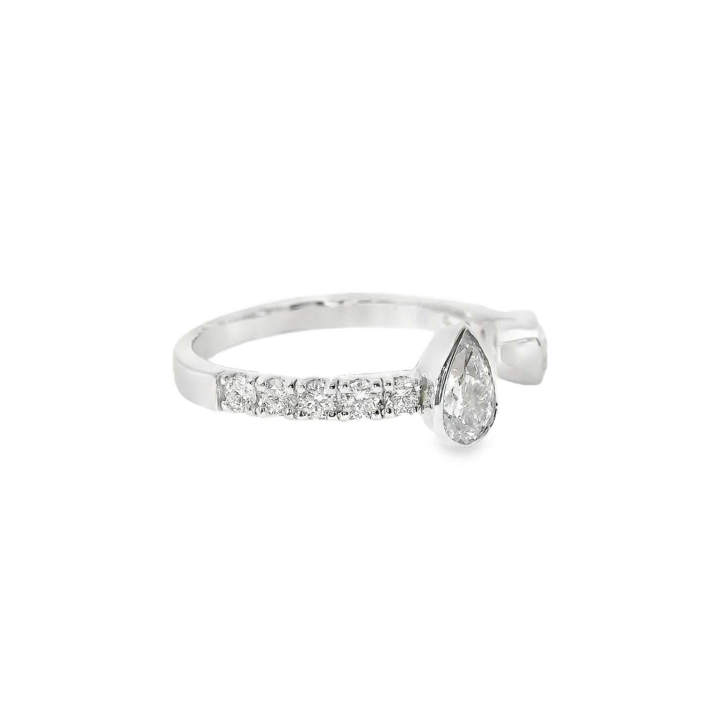 1.02CT Pear and Emerald Cut Diamond Ring 18K Gold