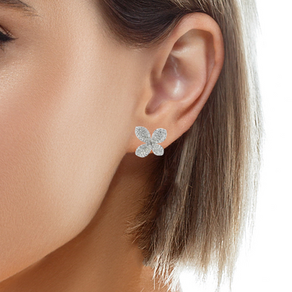1.63CT diamond Flower Earring 14k White Gold