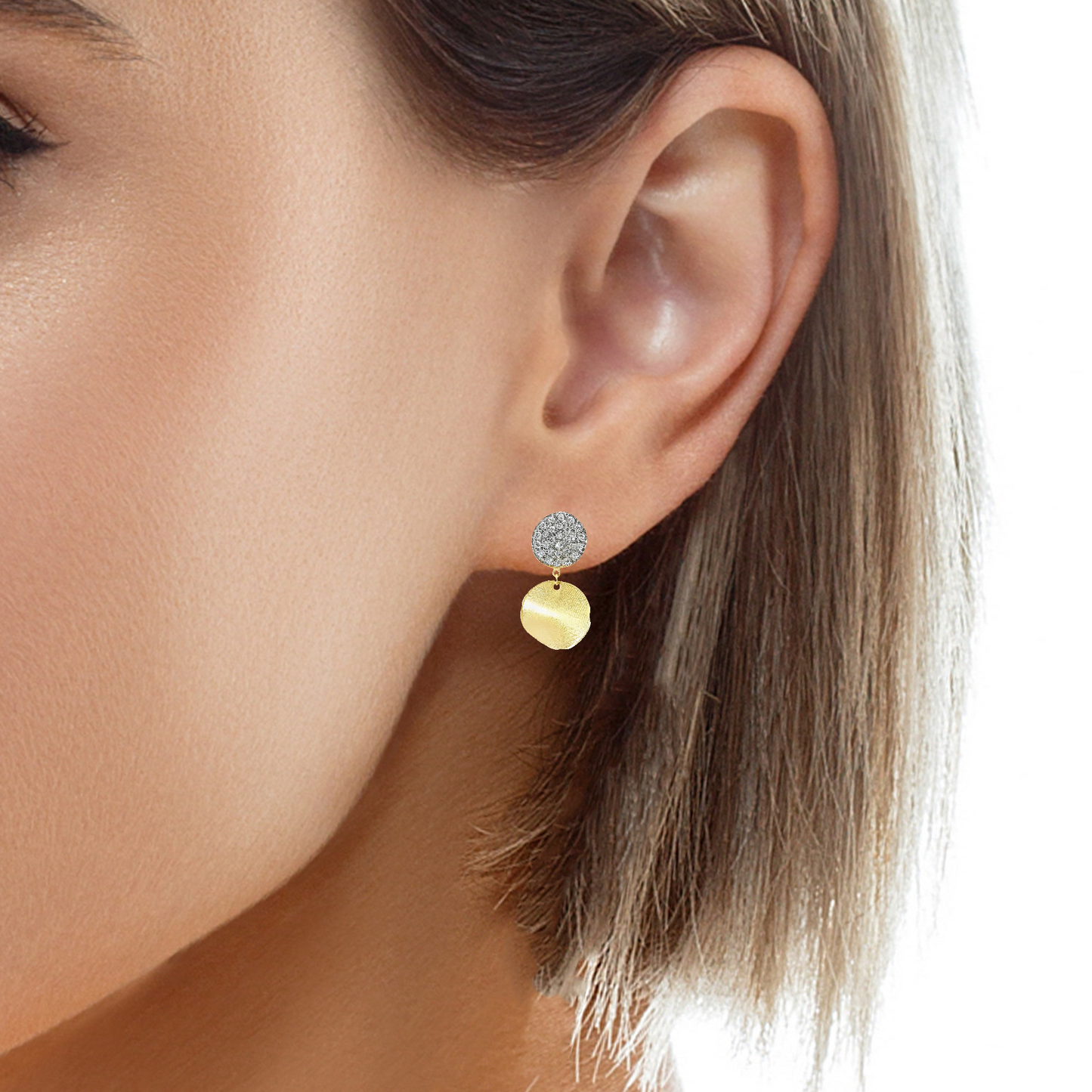 1.09CT Fashion Disc Earring 14k Yellow Gold