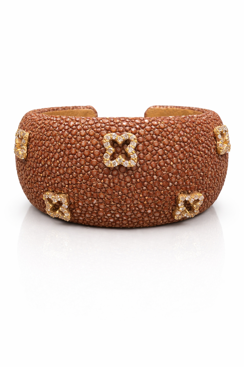 Stingray Cuff Bangle 1.00 CT 14K Yellow Gold