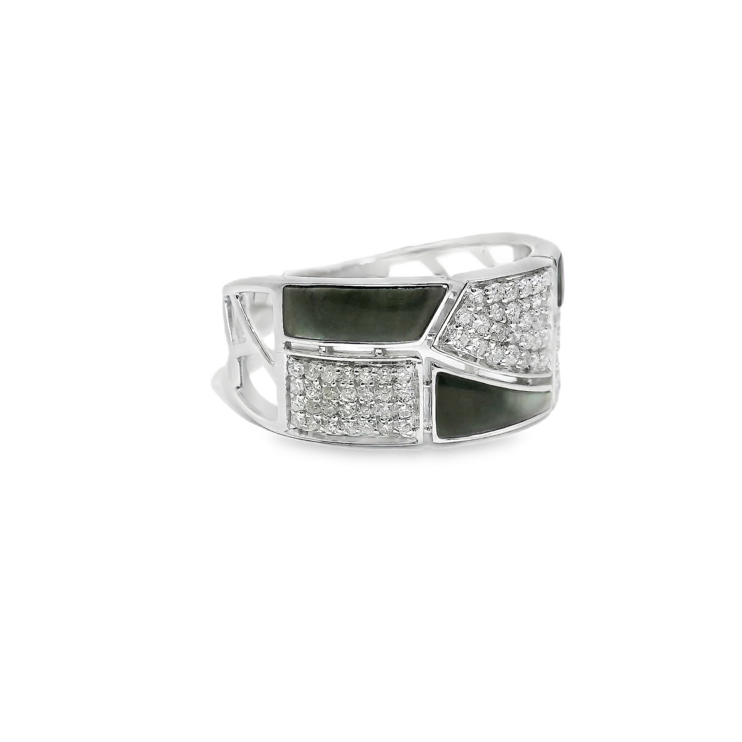 0.33CT Round Cut Diamond with Black Mother Pearl Ring 14K Gold