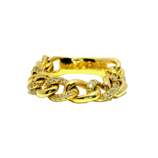 0.24CT Round Cut Diamond Chain Ring 18K Gold