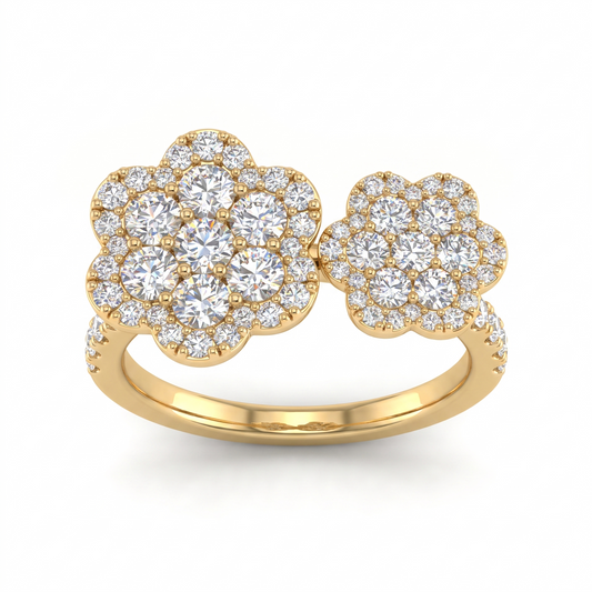 14K Gold Diamond Cluster Ring