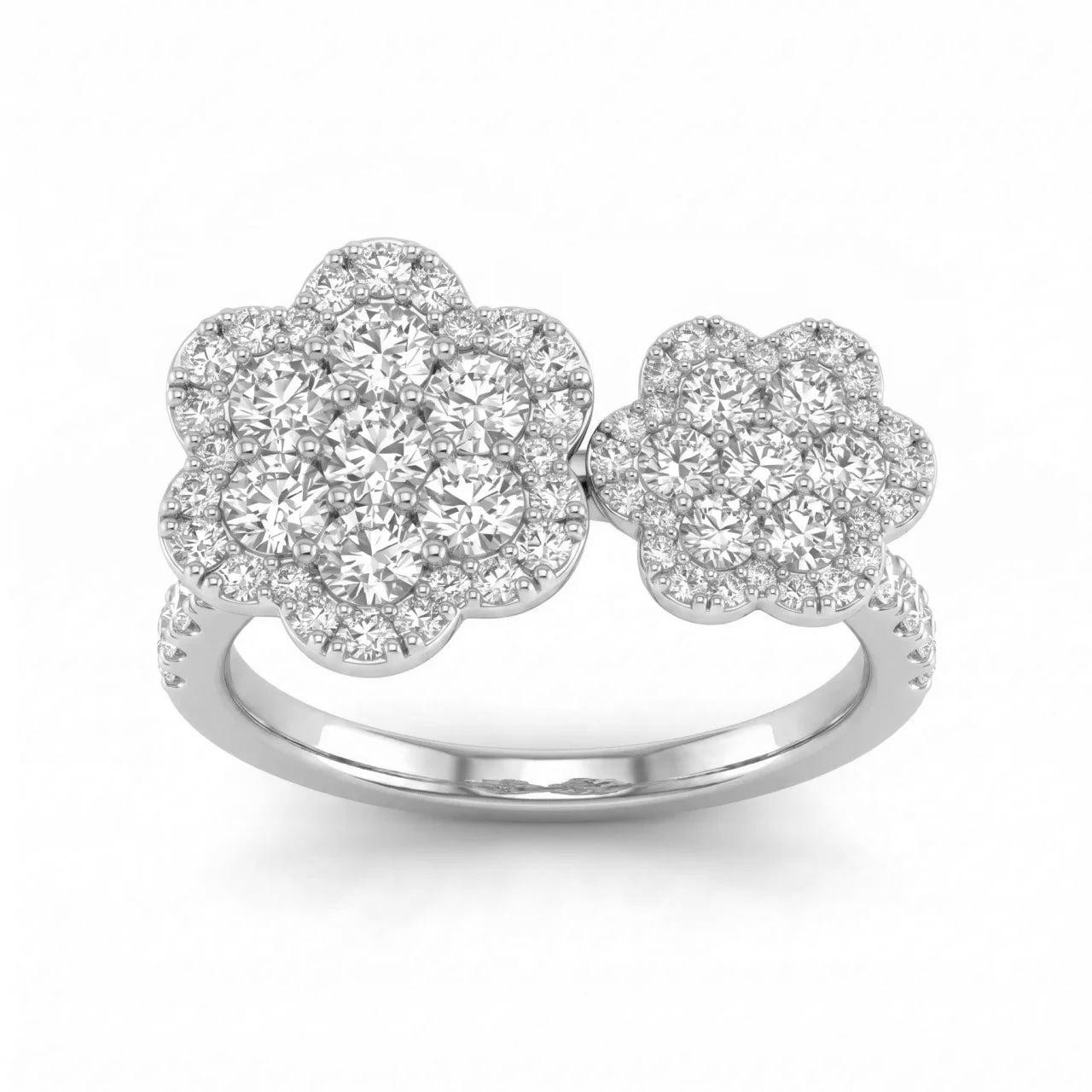 14K White Gold Diamond Cluster Ring