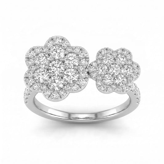 14K White Gold Diamond Cluster Ring
