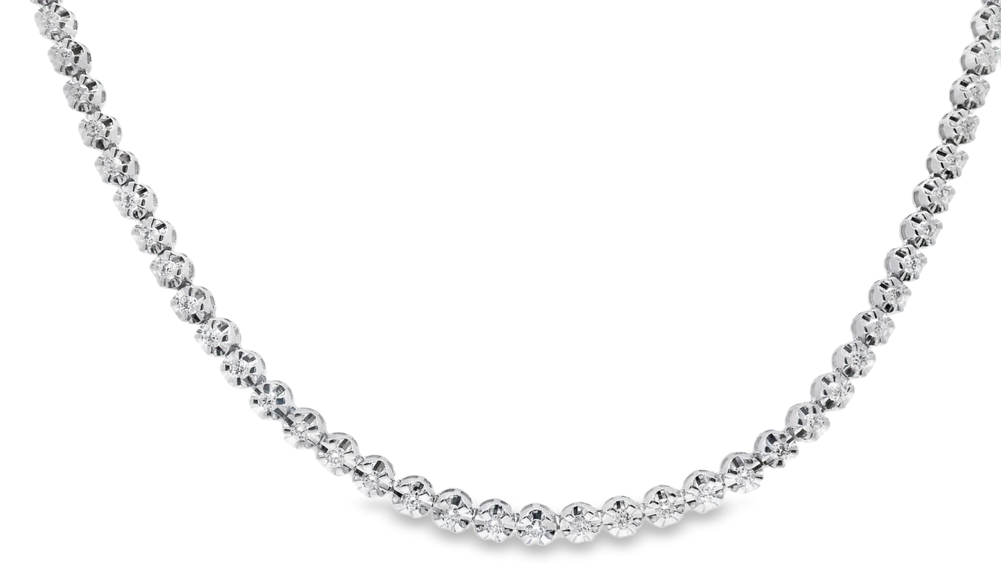 2.56CT Diamond Buttercup Tennis 14K White Gold Necklace