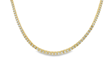 5.20CT Diamond 4 Prong Half Way Tennis 14k Yellow Gold Necklace