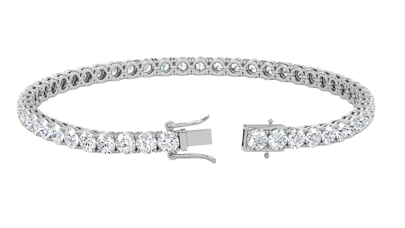9CT Natural Diamond Tennis Bracelet 4 Prong 14k White Gold