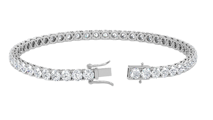 9CT Natural Diamond Tennis Bracelet 4 Prong 14k White Gold