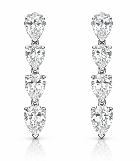 2.59CT Lab Diamond Pear Shape Earrings 14k White Gold
