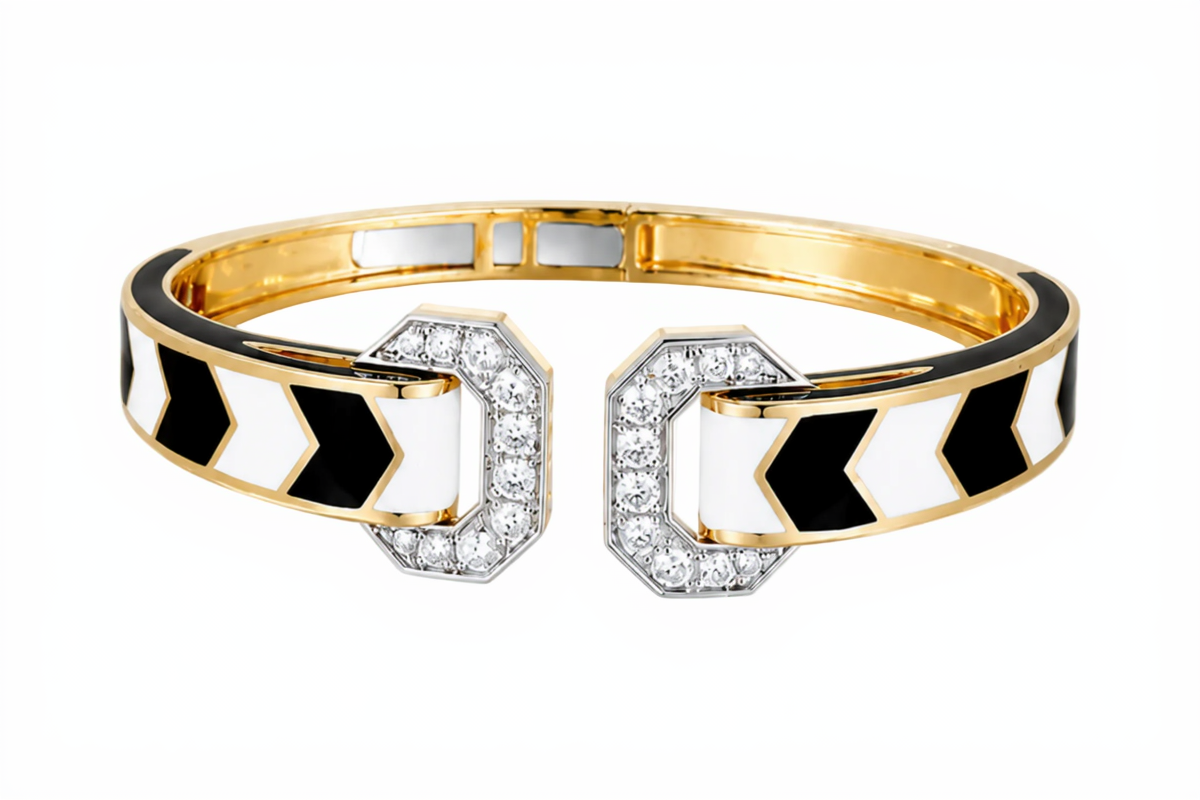 1.34CT Diamond Bangle with Enamel