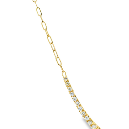 5.20CT Diamond 4 Prong Half Way Tennis 14k Yellow Gold Necklace