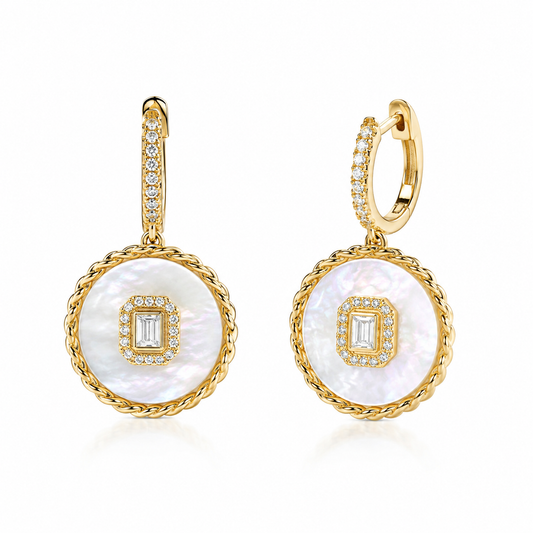 5ct Pearl Earring 14K Yellow Gold