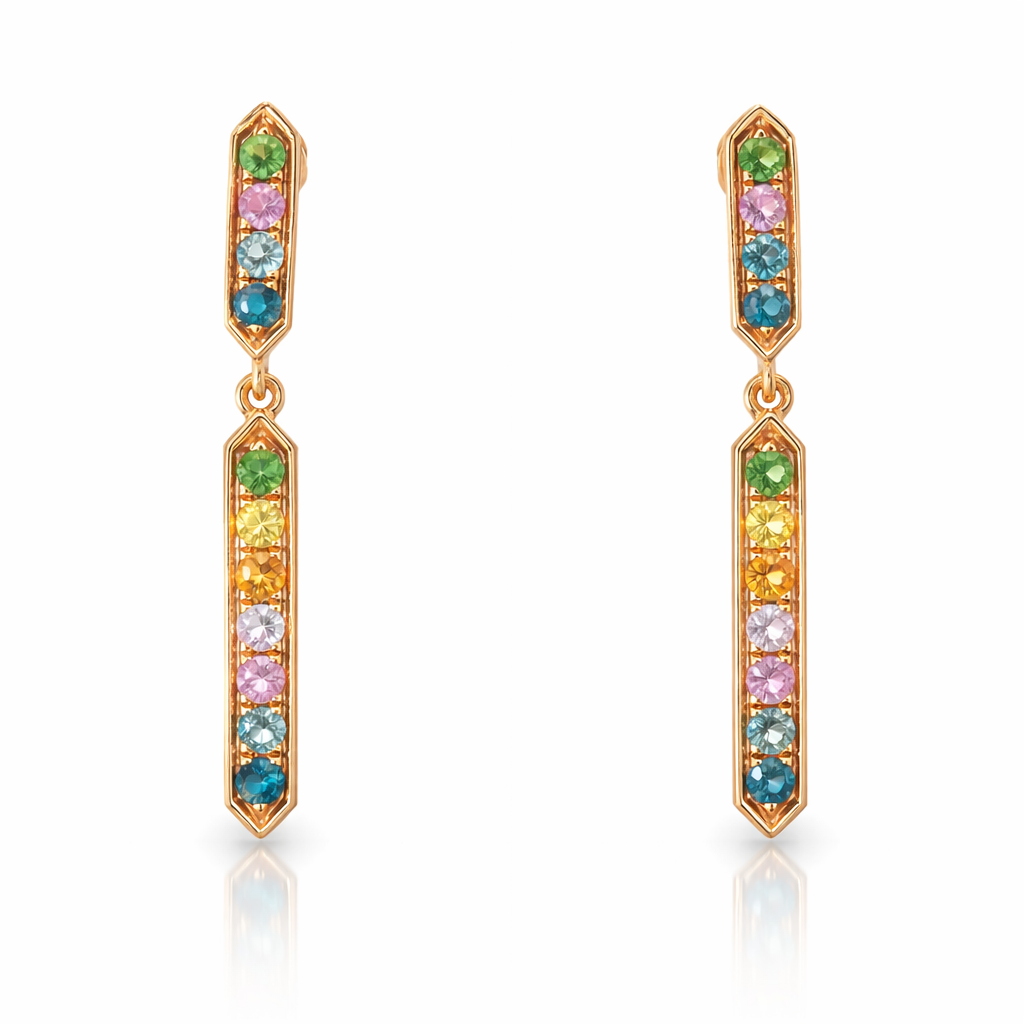 0.35CT Mixed Sapphire 14k Rose Gold Earring