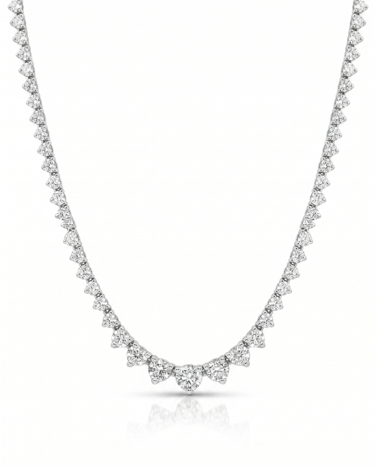 5.19CT Diamond 3 Prong Tennis Necklace 14k White Gold