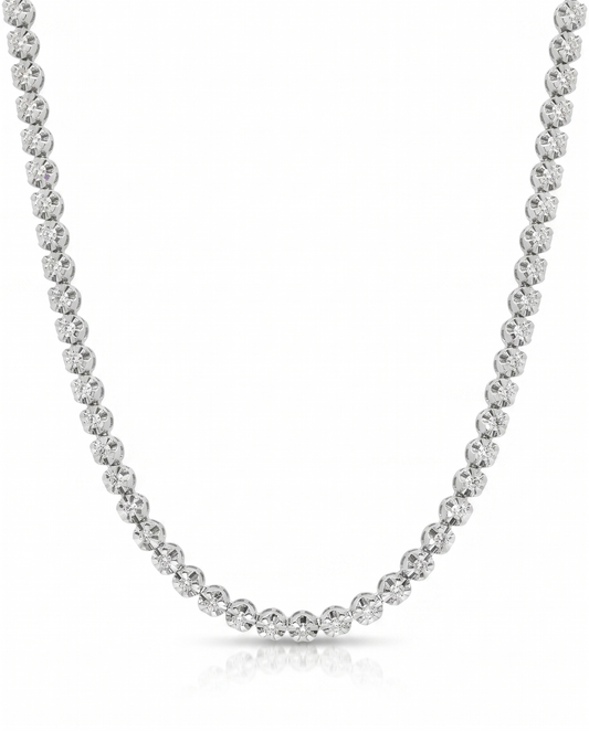 3.48CT Diamond Buttercup Tennis 14K White Gold Necklace