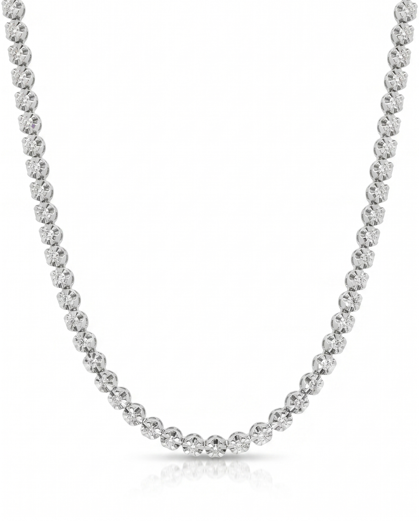 2.56CT Diamond Buttercup Tennis 14K White Gold Necklace