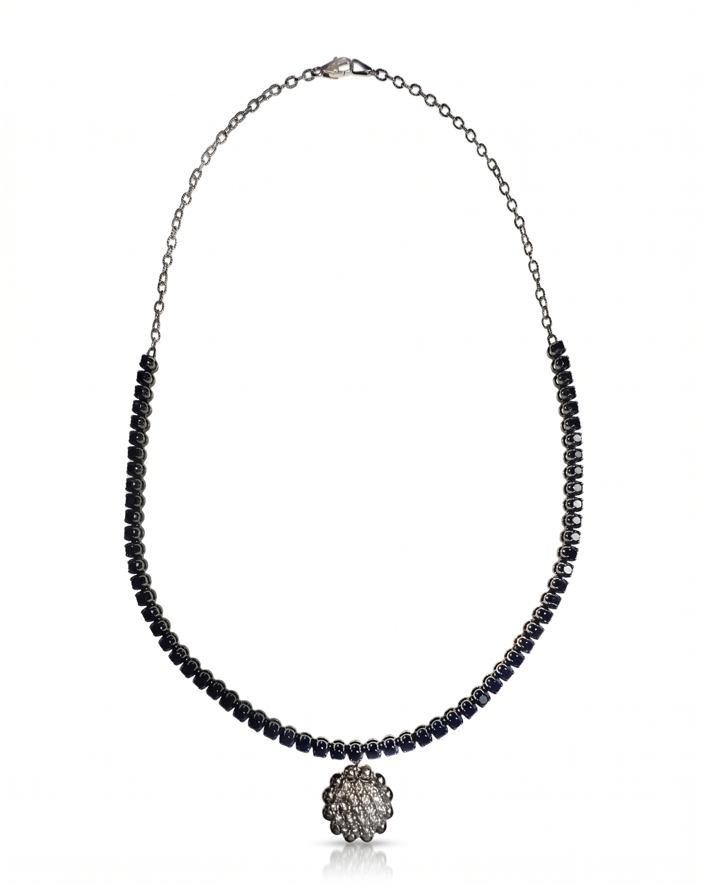 1.10CT Diamond 4.51CT Black Diamond Necklace 14k White Gold