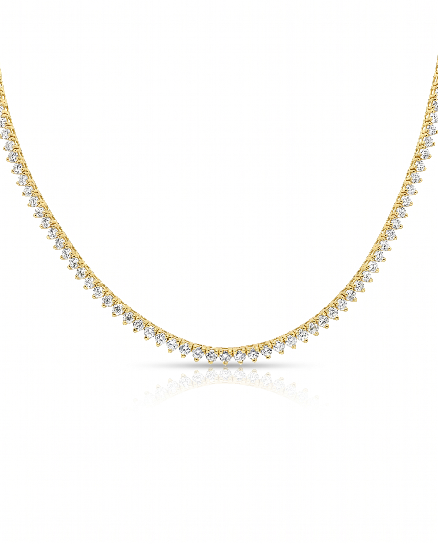 5.66CT Round Cut Diamond Three Prong Tennis Necklace 14K Yellow Gold