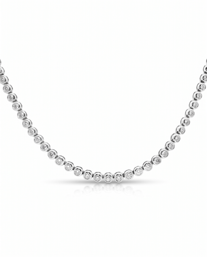 6.68CT Diamond Bezel Tennis 14k White Gold Necklace