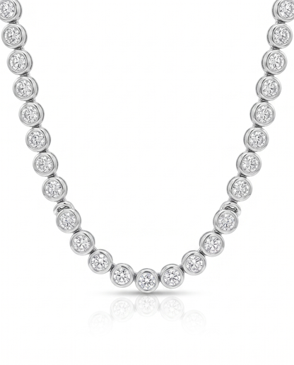 6.68CT Diamond Bezel Tennis 14k White Gold Necklace