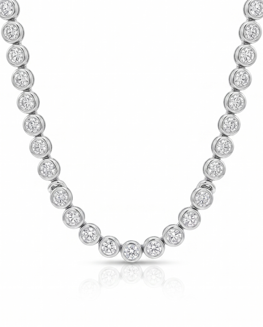 6.68CT Diamond Bezel Tennis 14k White Gold Necklace
