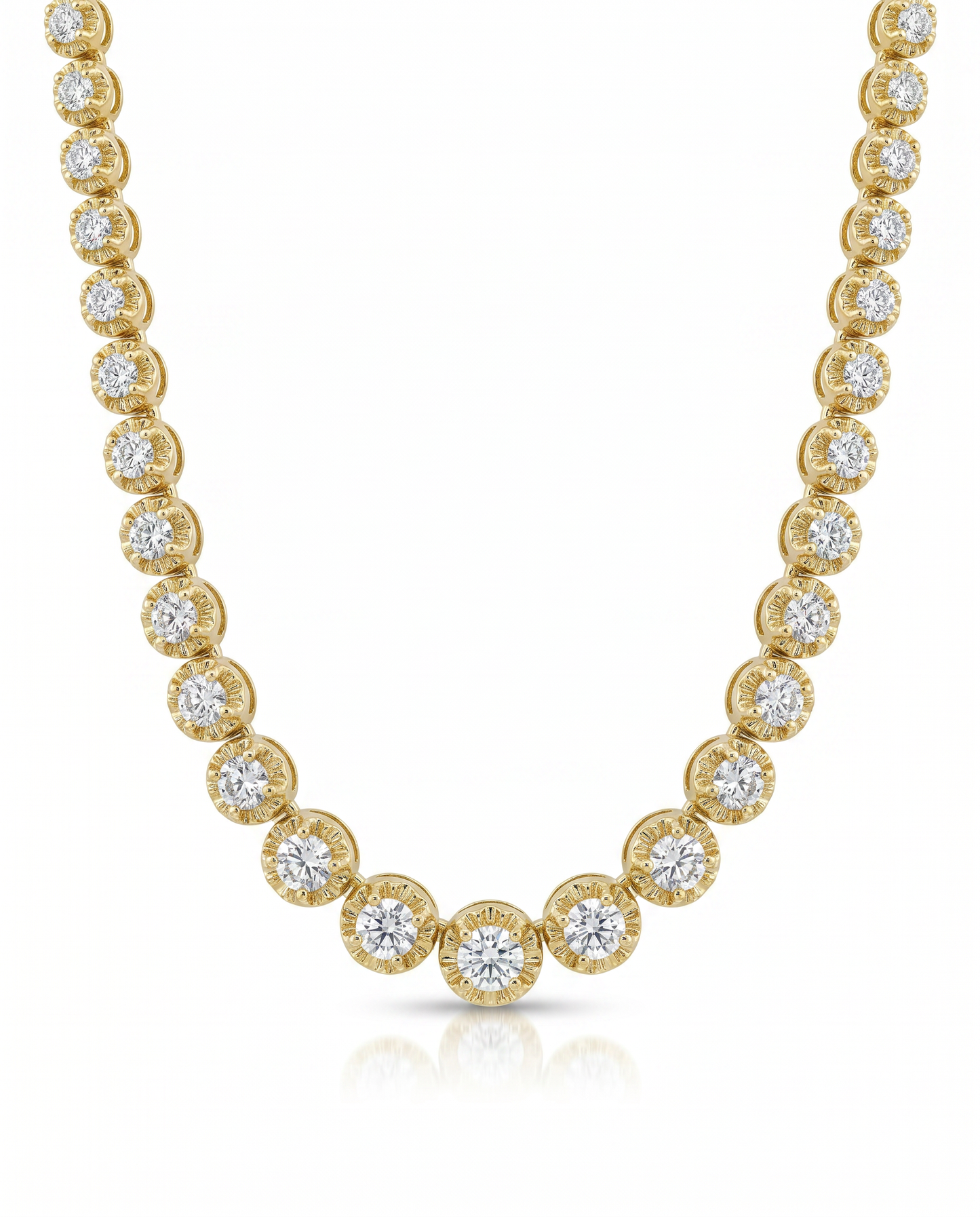 4.87CT Diamond Buttercup Tennis 14K Yellow Gold Necklace