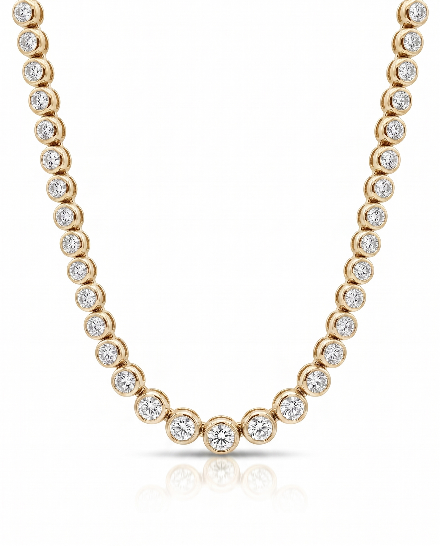 4.24CT Diamond Bezel Tennis 14k Yellow Gold Necklace