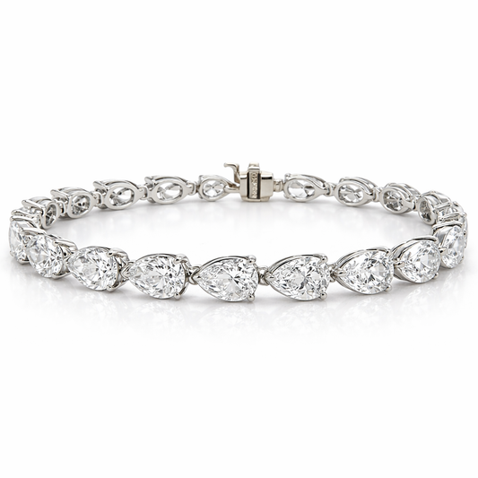 10.70CT Lab Diamond Pear Shape Tennis Bracelet 14k White Gold