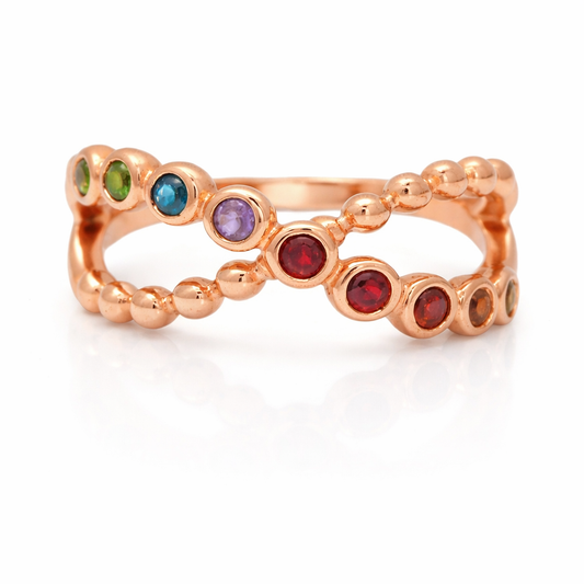 0.26CT Mix Sapphire Ring 14k Rose Gold