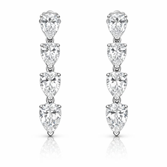 2.59CT Lab Diamond Pear Shape Earrings 14k White Gold