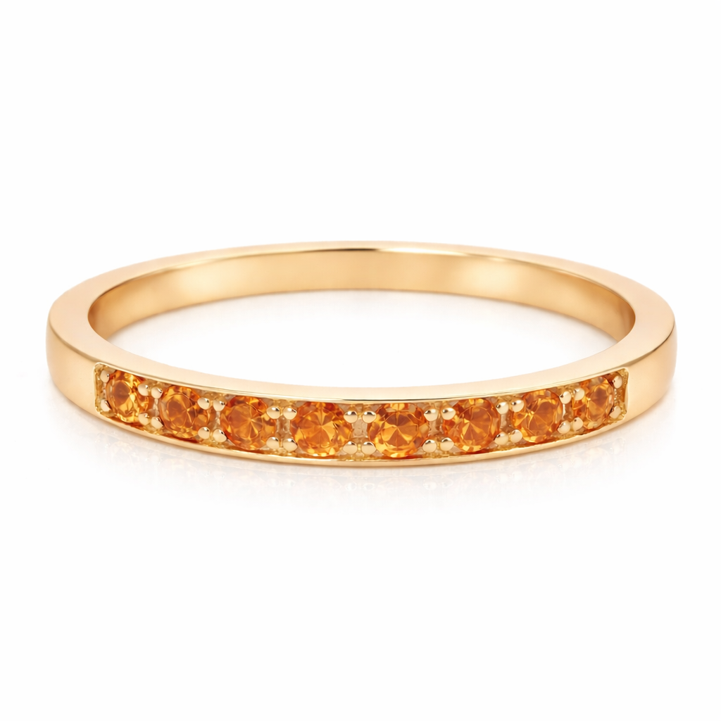 0.17CT Orange Sapphire Ring 14k Yellow Gold