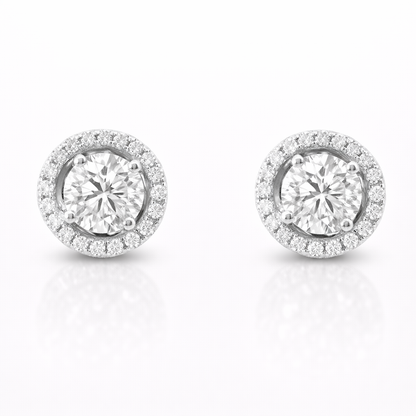 0.81CT Diamond  14k White Gold Earring