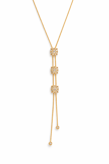 1.57Ct diamond Lariat Pendant 14k Rose Gold