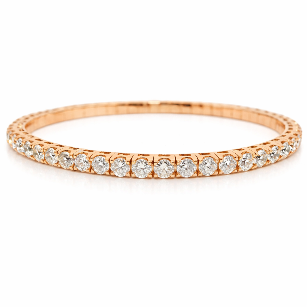 7.40CT Diamond Stretch Bangle 18k Rose Gold