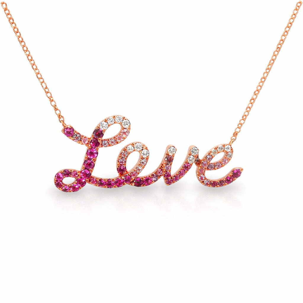0.19CT Diamond 0.83CT Pink Tourmaline 14k Rose Gold Pendant