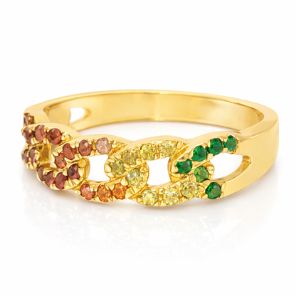 0.52CT Mixed Sapphire Ring 14k Yellow Gold
