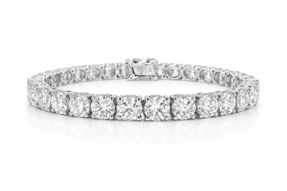 26.44CT Round Cut Lab Diamond 4 Prong Tennis Bracelet 14K Gold
