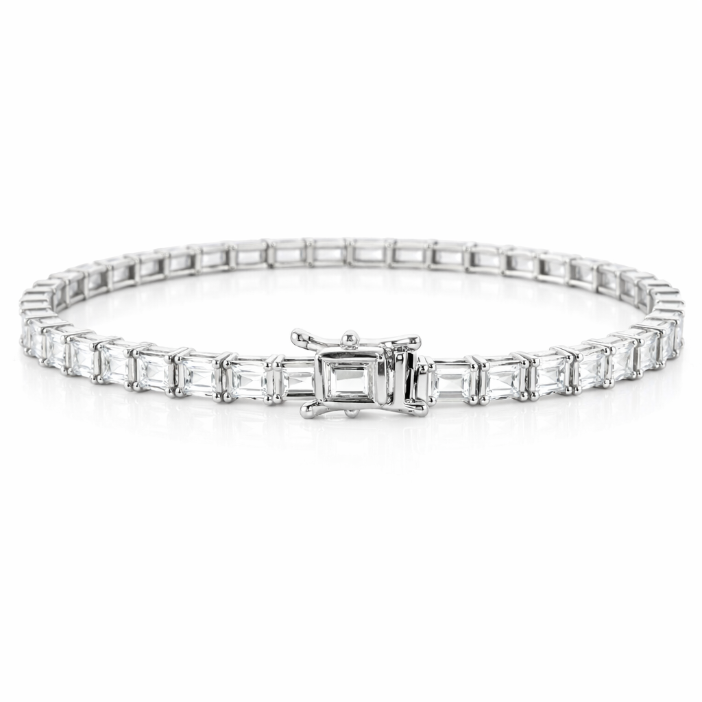 5.97CT Emerald Cut Lab Diamond Tennis Bracelet 14K Gold