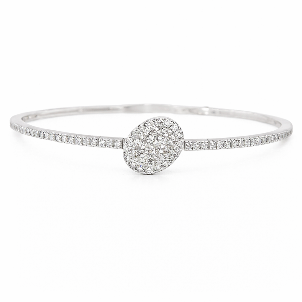 0.92CT Diamond Bangle 18k White Gold