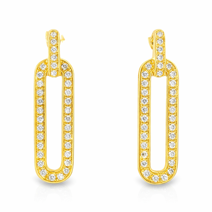 0.37CT Diamond with Pink Enamel 14k Yellow Gold Earring