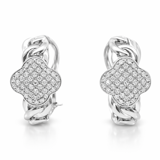0.22CT Diamond Hoop 14k White Gold Earring