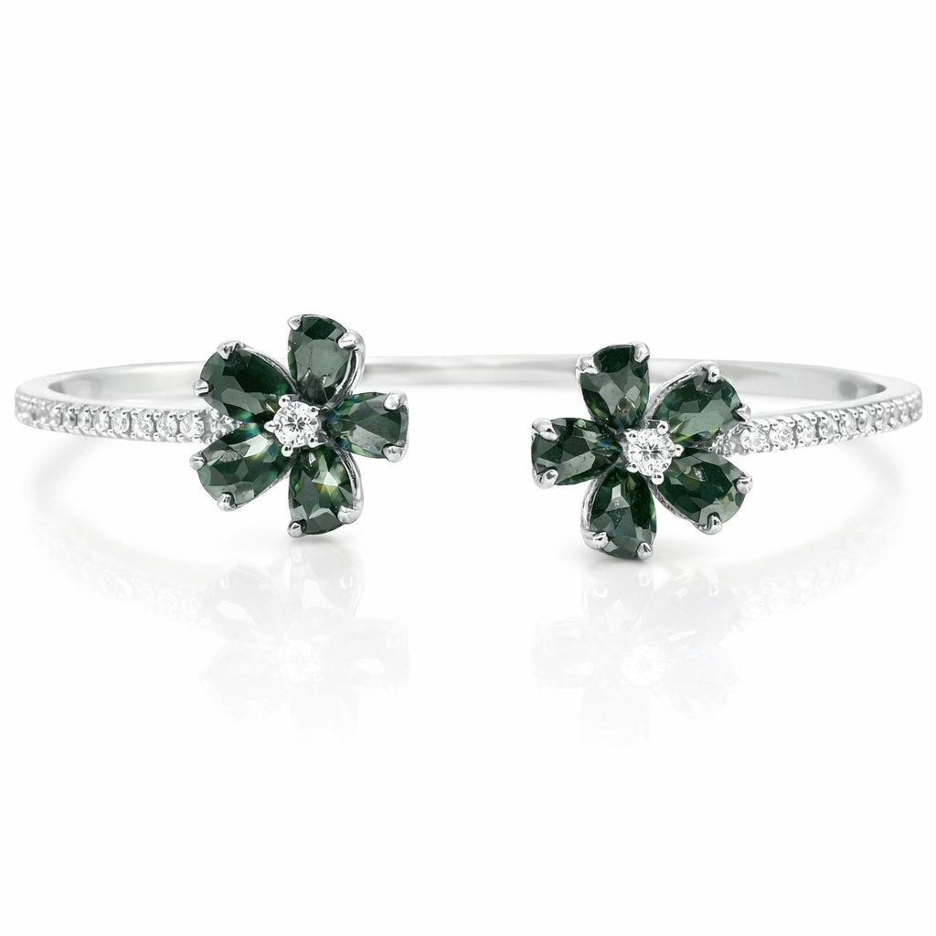 0.33CT Diamond 1.73CT Black Diamond Bangle 18k White Gold