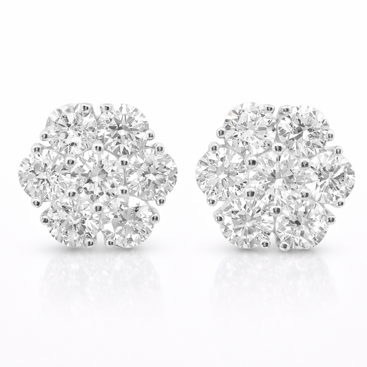 1.75CT Diamond Earrings 14k White Gold