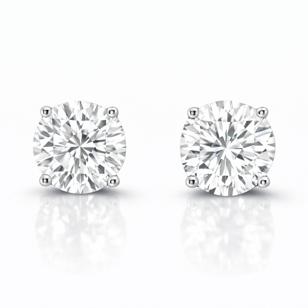 4.18CT Lab Diamond Martini Certified Stud 14k White Gold Earring