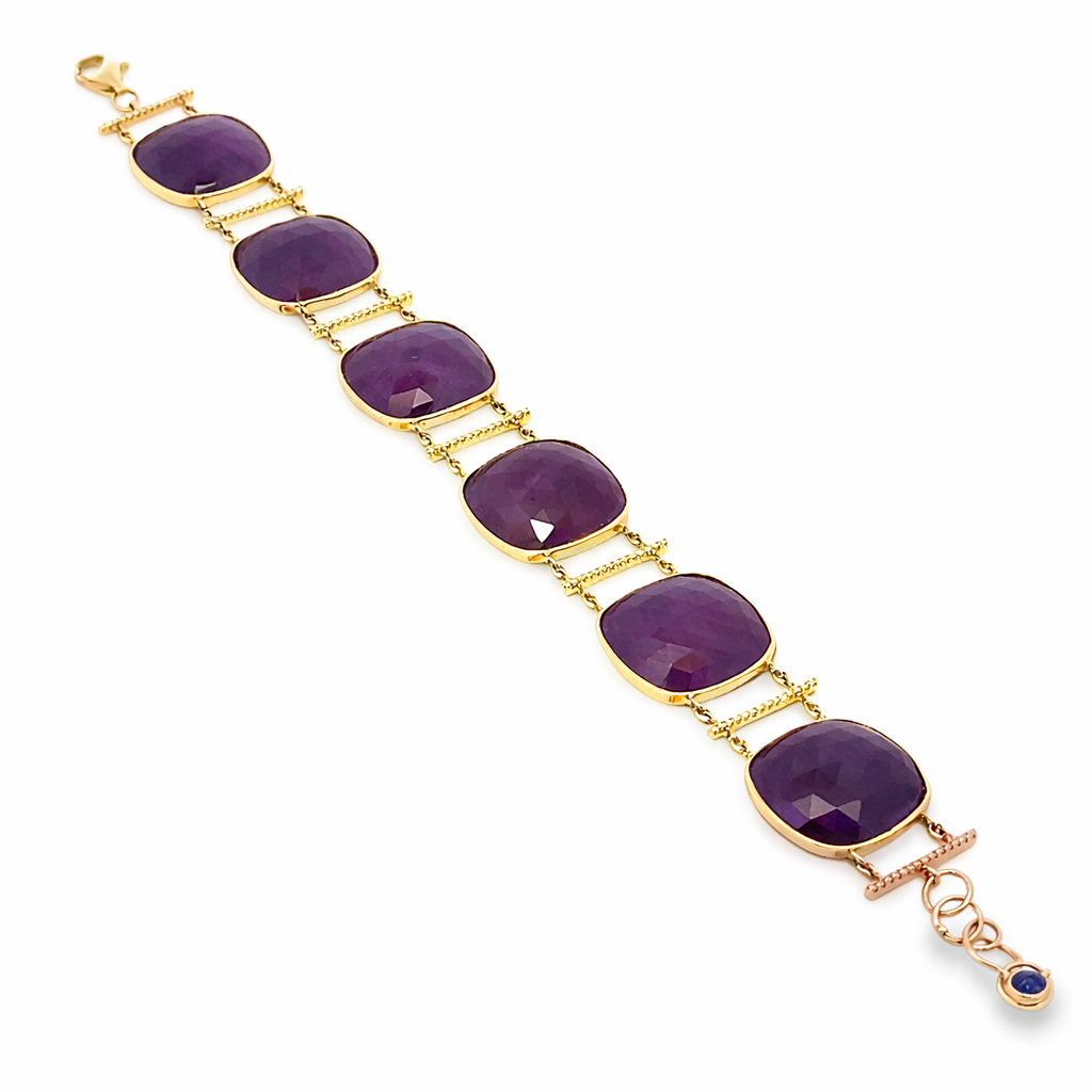 0.50CT Diamond with Ruby 14k Yellow Gold Bracelet