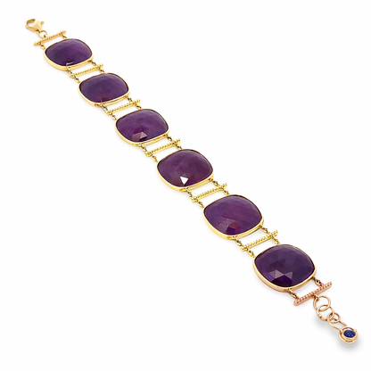0.50CT Diamond with Ruby 14k Yellow Gold Bracelet