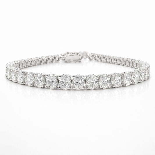 8.81CT Oval Lab Diamond Bracelet 14k White Gold