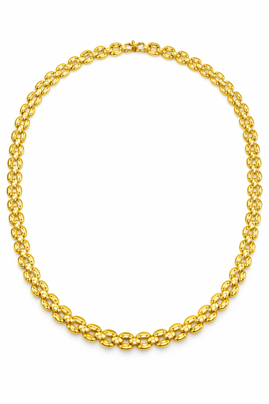 Plain Gold Linked Necklace 14K Yellow Gold